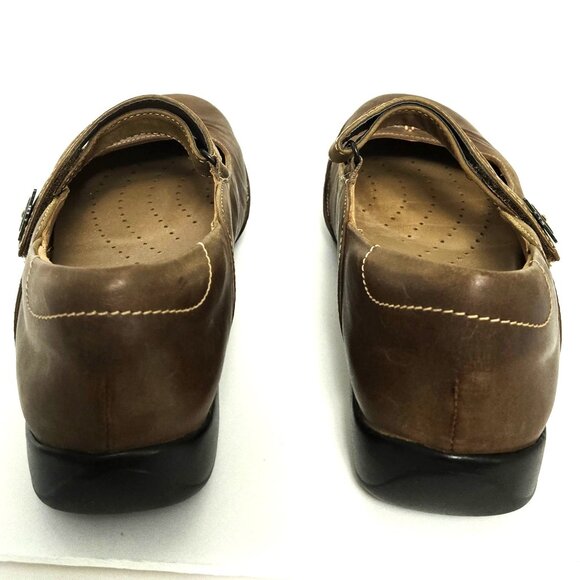 Clarks Unstructured Brown Leather Mary Jane Low Heel Comfort Shoes - Picture 3 of 5